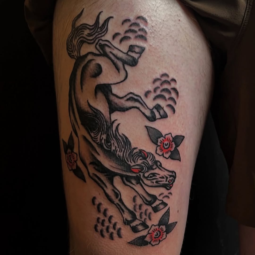 Horse with cherry blossoms